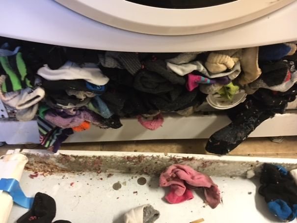 Супруги разобрали стиральную машину и поняли, куда деваются потерянные носки!